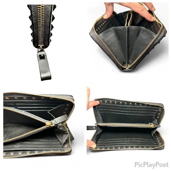 Valentino Garavani White/Ivory Rockstud Continental Wallet w Black Studs - Picture 9 of 16